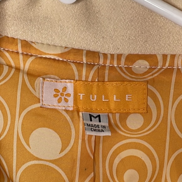 Tulle Cream Color Fully Lined Women’s Pea Coat Size Medium - Picture 12 of 13